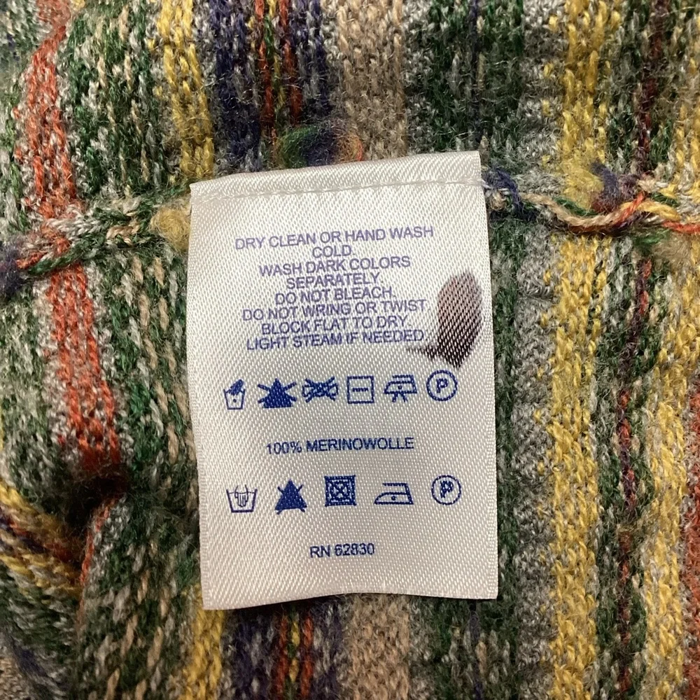 Lands End Nordic Fair Isle Merino Wool V Neck Sweater